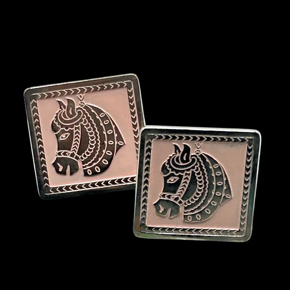 Vintage Swank Equestrian Horse Head Cuff Links